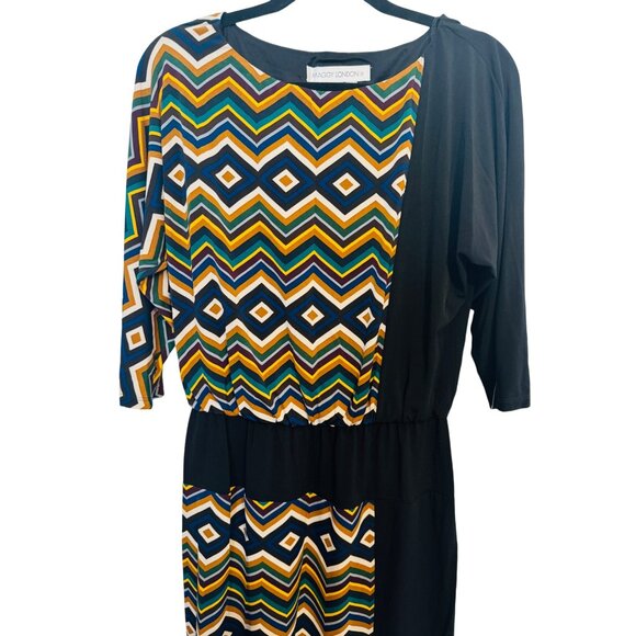2/$30 Maggy London 8 Geometric Chevron Dress Multi-Color & Black 3/4 Sleeve NWT - Picture 11 of 12